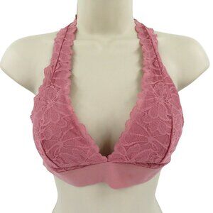 PINK Victorias Secret Small Lace Bralette V Neck Floral Flower Bra Strappy NEW